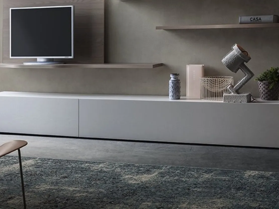 Mobile Tavolo Porta Tv Moderno Laccato Lucido Legno Salotto