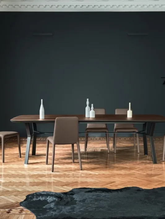 Tavolo allungabile Cross con top in ceramica e struttura in legno di Frassino di Riflessi
