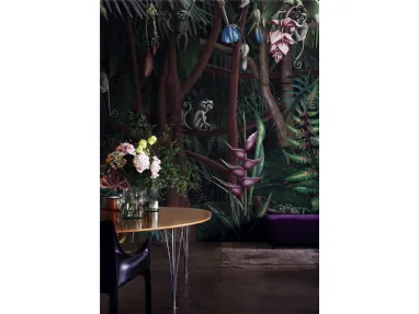 Carta da parati con piccole scimmie nella foresta Looks in the Forest in London Art