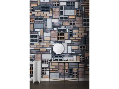 Carta da parati con mattoni colorati The Wall di London Art
