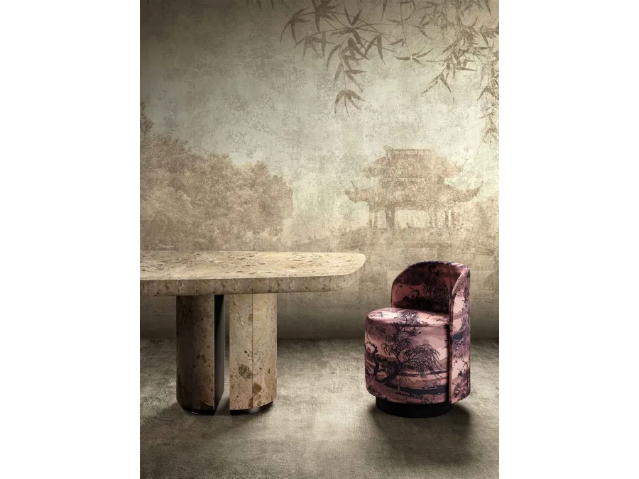 Carta da parati con sfondo orientale Time waits for no one di London Art