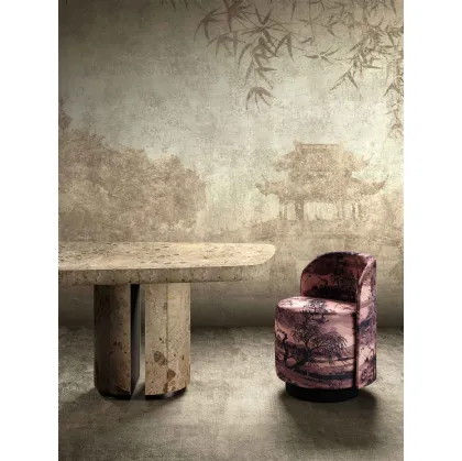 Carta da parati con sfondo orientale Time waits for no one di London Art