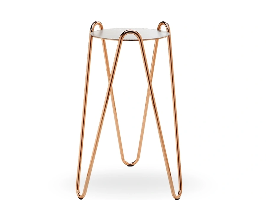 Tavolino in metallo con top rivestito in cuoio Apelle Chic di Midj