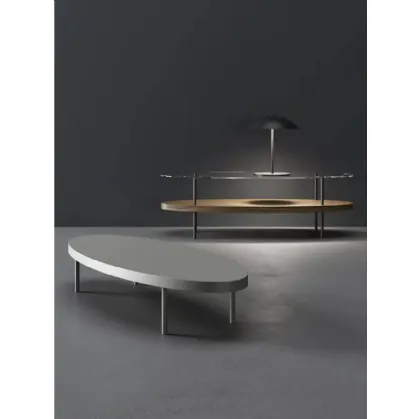 Tavolino in legno laccato o in legno e vetro nella versione con doppio piano Beverly di Doimo Salotti
