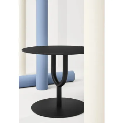 tavolino Diapason con top e base in acciaio Nero goffrato di Infiniti