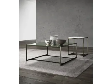 Tavolino Eulero con ripiano in vetro lucido o marmo in diverse dimensioni e altezze e base in metallo di Presotto