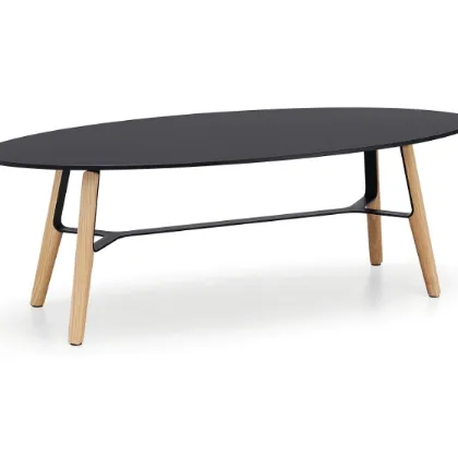 Tavolino in metllo con gambe in legno Liù CT Oval di Midj