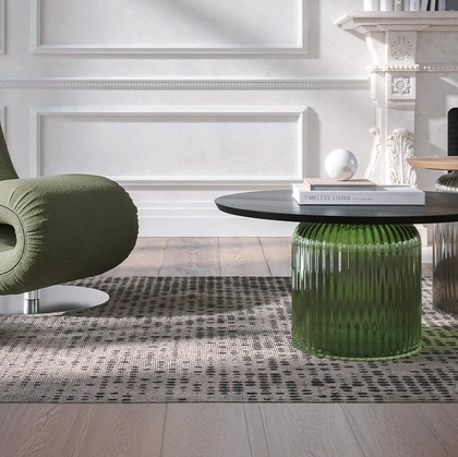 Tavolino Soffio Èlite in vetro con top in legno di Tonin Casa