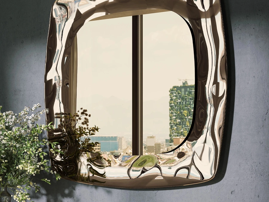 Specchio Eos con cornice in vetro fuso di Tonin Casa