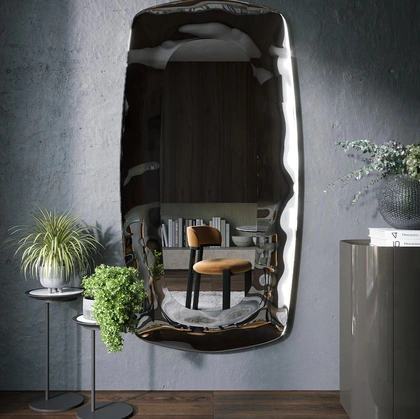 Specchio Eos con cornice in vetro fuso di Tonin Casa