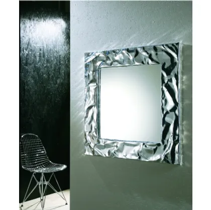 Specchio quadrato con cornice in alluminio modellata a mano Mito di Riflessi