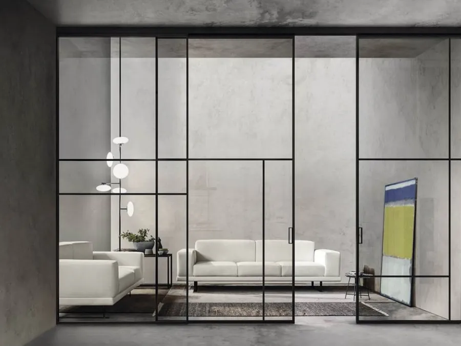 Porta scorrevole in vetro con frame in alluminio Sospesa di Doal