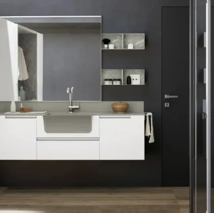 Mobile da Bagno in laccato Bianco e HPL Laundry 02 di Archeda