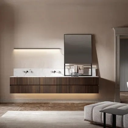 Mobile da Bagno sospeso Artemide 01 in rovere termotrattato di Edoné