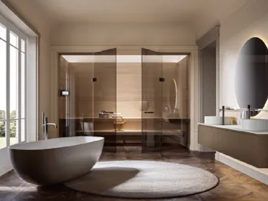 Mobile da Bagno sospeso Artemide 02 in nobilitato reflex bronzo di Edoné