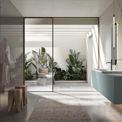 Mobile da Bagno sospeso laccato denim Atena 03 di Edoné