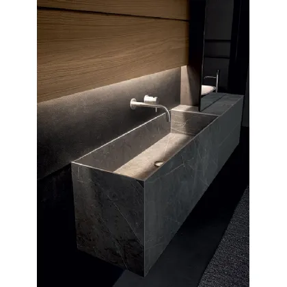 Mobile da Bagno sospeso Blade 02 in grès, laccato opaco e legno di Modulnova bagni