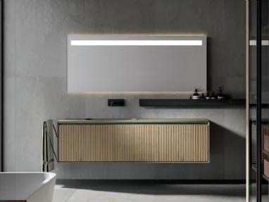 Mobile da Bagno sospeso moderno in rovere con texture Veneziana naturale Crio 003 di Edoné
