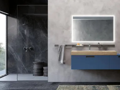 Mobile da Bagno sospeso laccato Blu Essenze 01 di Archeda