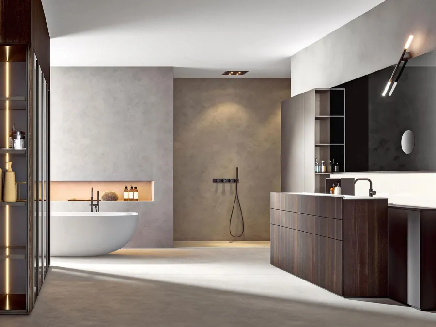 Mobile da Bagno a terra in Rovere termotrattato Hexis 2331 di Edoné