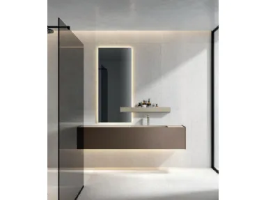 Mobile da Bagno sospeso Hexis 2335 in nobilitato Reflex Bronzo di Edoné