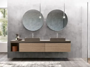 Mobile da Bagno sospeso con doppio lavabo Linea 05 di Archeda