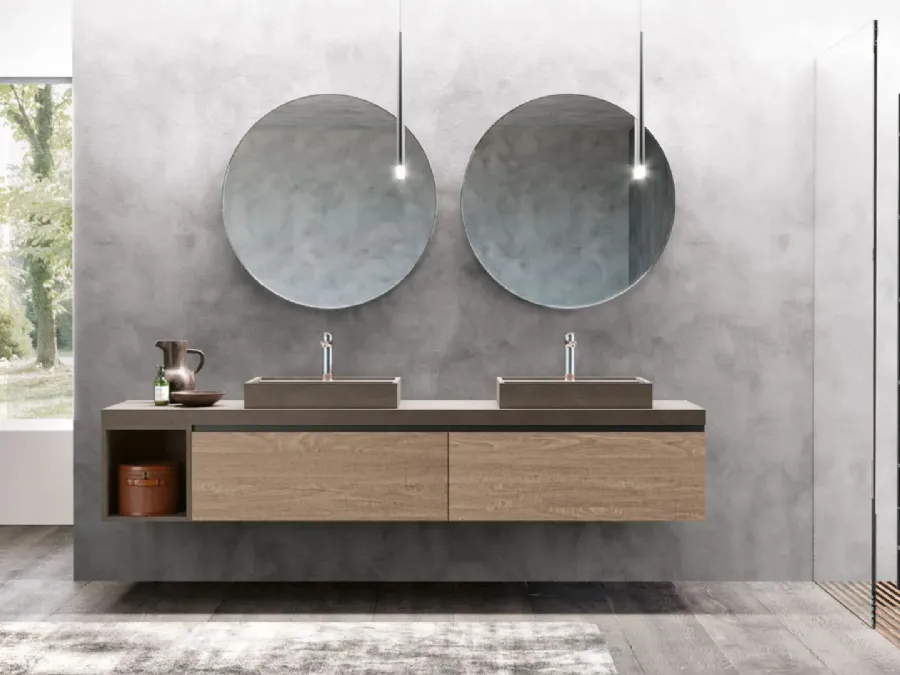 Mobile da Bagno sospeso con doppio lavabo Linea 05 di Archeda