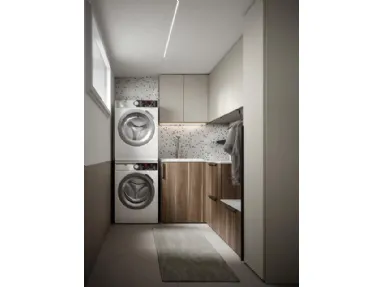 Mobile da Bagno per lavanderia in nobilitato Canapa e Noce naturale Minerva 08 di Edoné