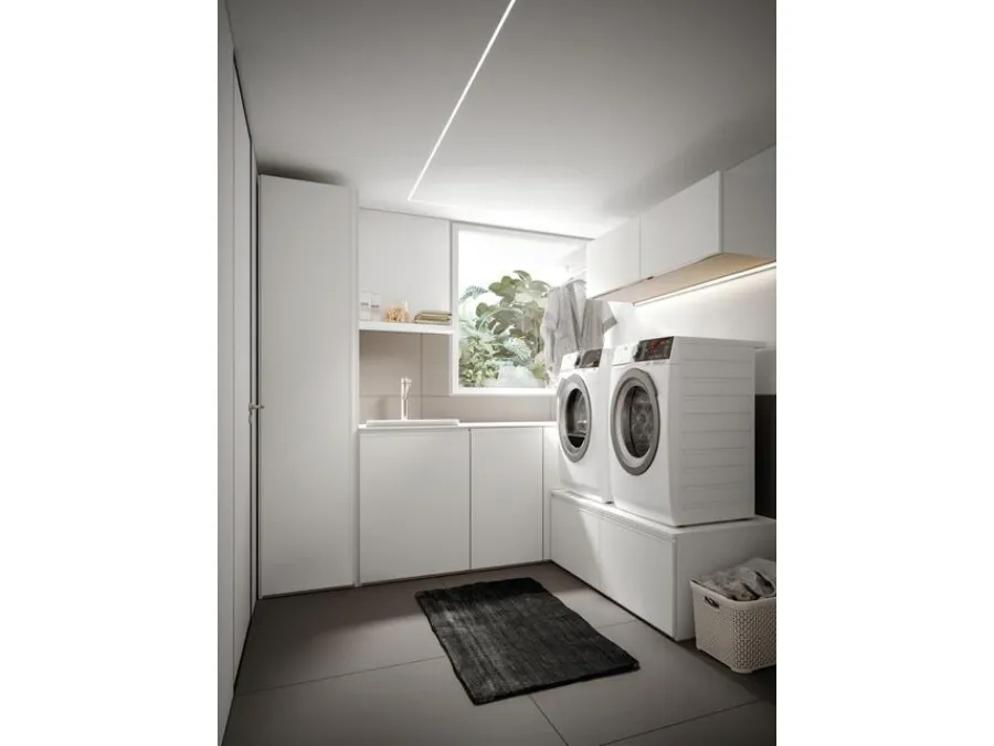 Mobile da Bagno per lavanderia in nobilitato bianco Minerva 09 di Edoné