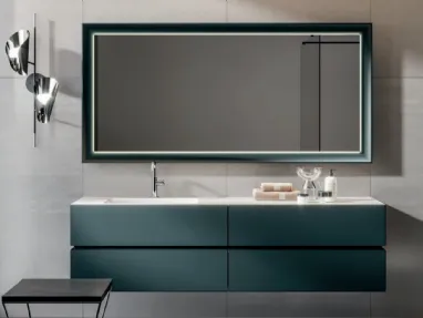 Mobile da Bagno sospeso in laccato Pavone opaco Nike 005 di Edoné