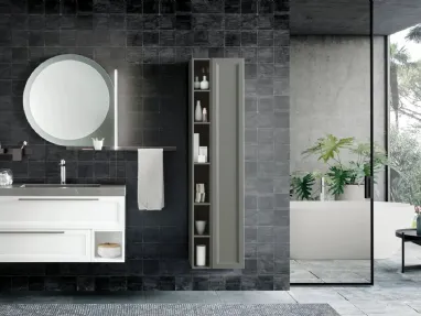 Mobile da Bagno sospeso laccato Bianco Seta 01 di Archeda