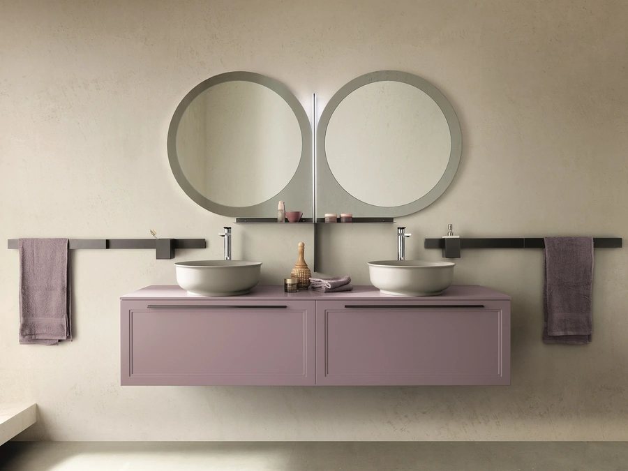 Mobile da Bagno sospeso laccato opaco Seta 03 di Archeda