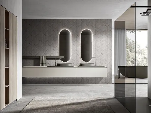 Mobile da Bagno moderno sospeso in Rovere termotrattato Nike 002 di Edoné