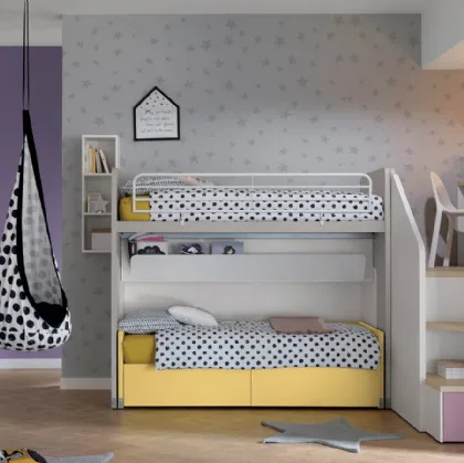 Cameretta in laccato opaco e melaminico Alpha Letto a Castello G040 di Doimo Cityline