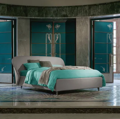 Letto Origami in pelle con testiera avvolgente di Dorelan Letti
