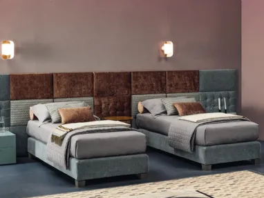 Letto singolo in tessuto trapuntato con sistema Boiserie Marlene di Twils