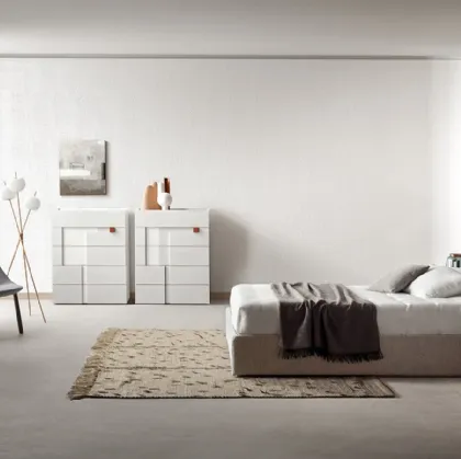 Letto in tessuto imbottito con testiera Vintage di Pianca