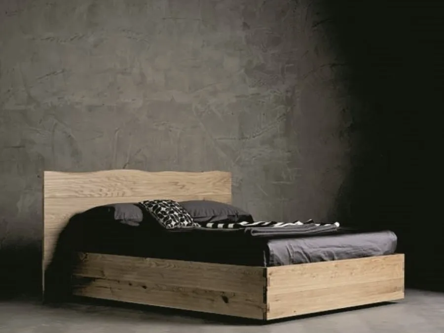 Letto con testiera in legno e box contenitore Wood di Alta Corte