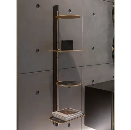 Libreria sospesa di design in legno con ripiani in grès porcellanato Icon di Tonin Casa