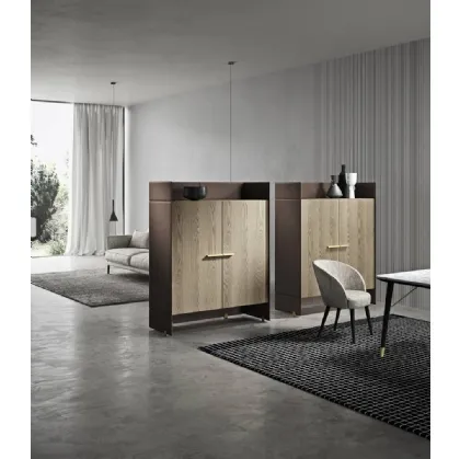 Madia Alta Etre in legno e laccato opaco con particolari metallici di Presotto