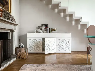 Madia Paris in Legno laccato Bianco e vetro di Tonin Casa