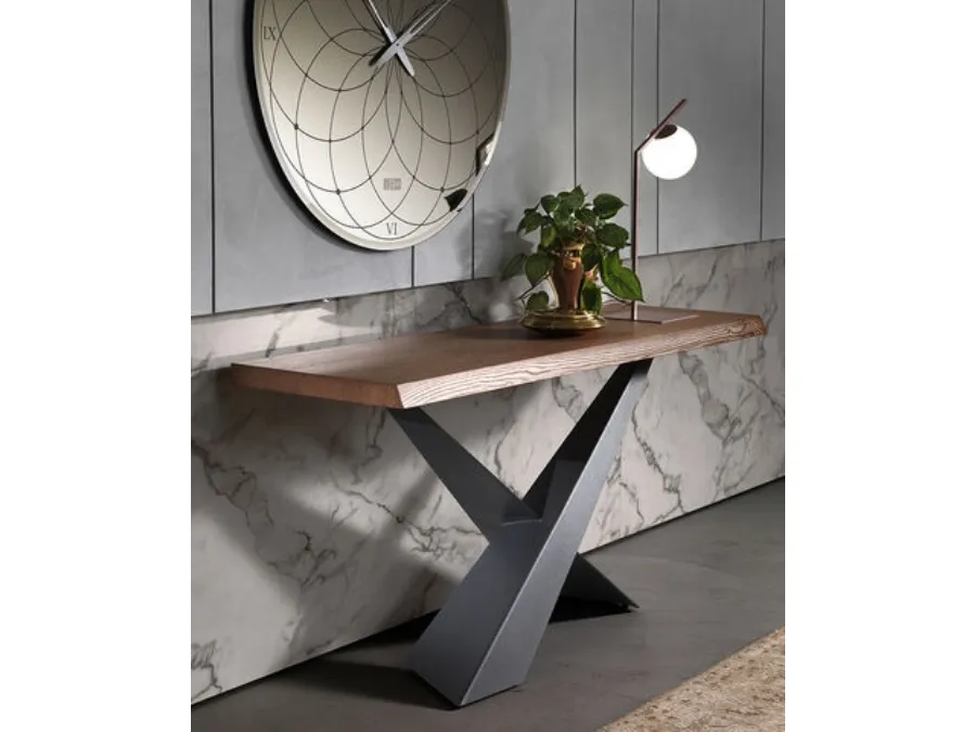 Mobile ingresso Consolle Living con top in legno e base in acciaio verniciato di Riflessi