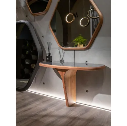 Mobile ingresso Consolle di design con top in porcellana e base in legno Tea di Tonin Casa