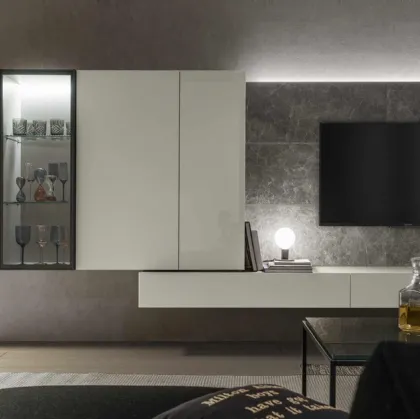 Mobile Porta Tv ModulART 12 in laccato bianco lucido di Presotto