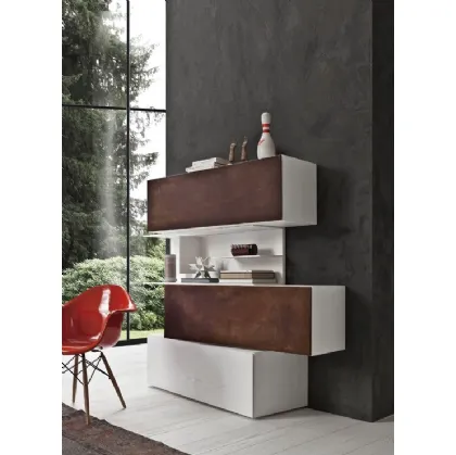 Parete Attrezzata InclinART 06 in laccato metallico e melaminico di Presotto