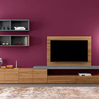 Parete attrezzata Zero 16 L15 in legno di Rovere massello di Devina Nais