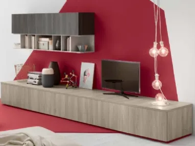 Parete Attrezzata Modulo 6 finitura Olmo Chiaro e Scuro di Veneta Cucine