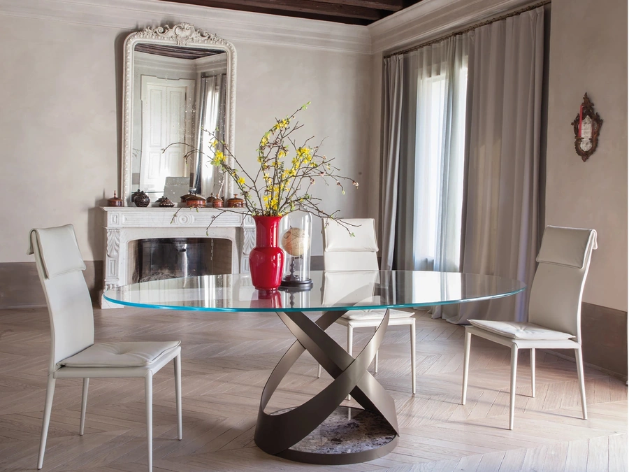 Sedia Adria con rivestimento in pelle di Tonin Casa