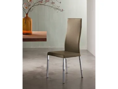 Sedia Denise Flex in pelle con schienale alto di Riflessi