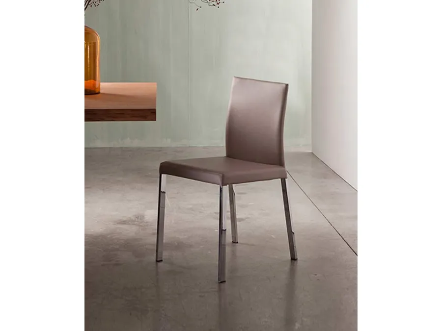 Sedia Denise in pelle con schienale basso di Riflessi